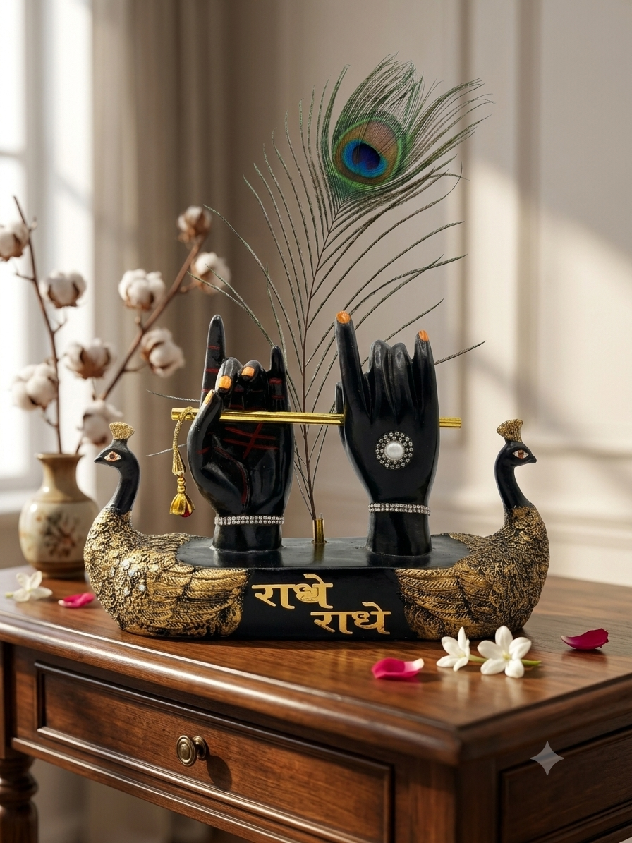 RADHE RADHE PEACOCK HANDS SHOWPIECE